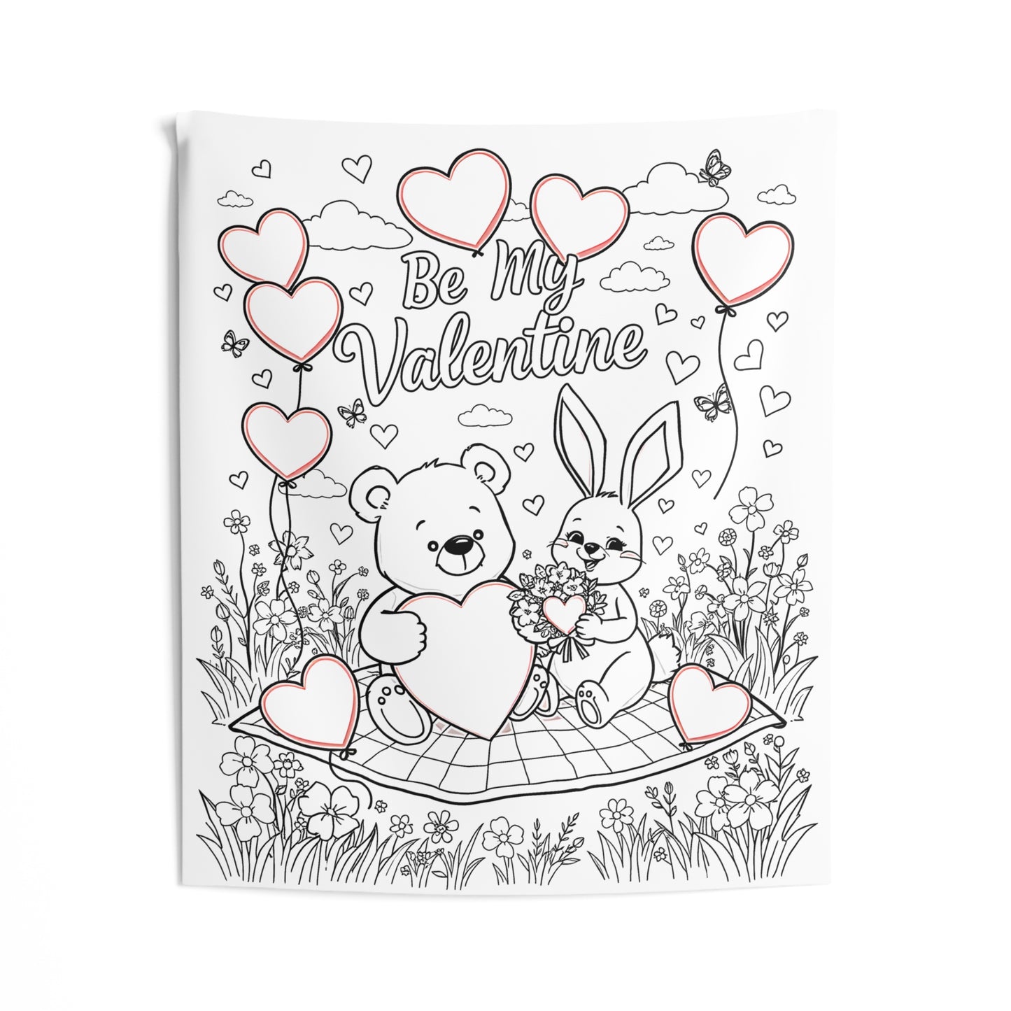 Indoor Wall Tapestries Coloring Kit with 10 Fabric Markers - Valentine's Day