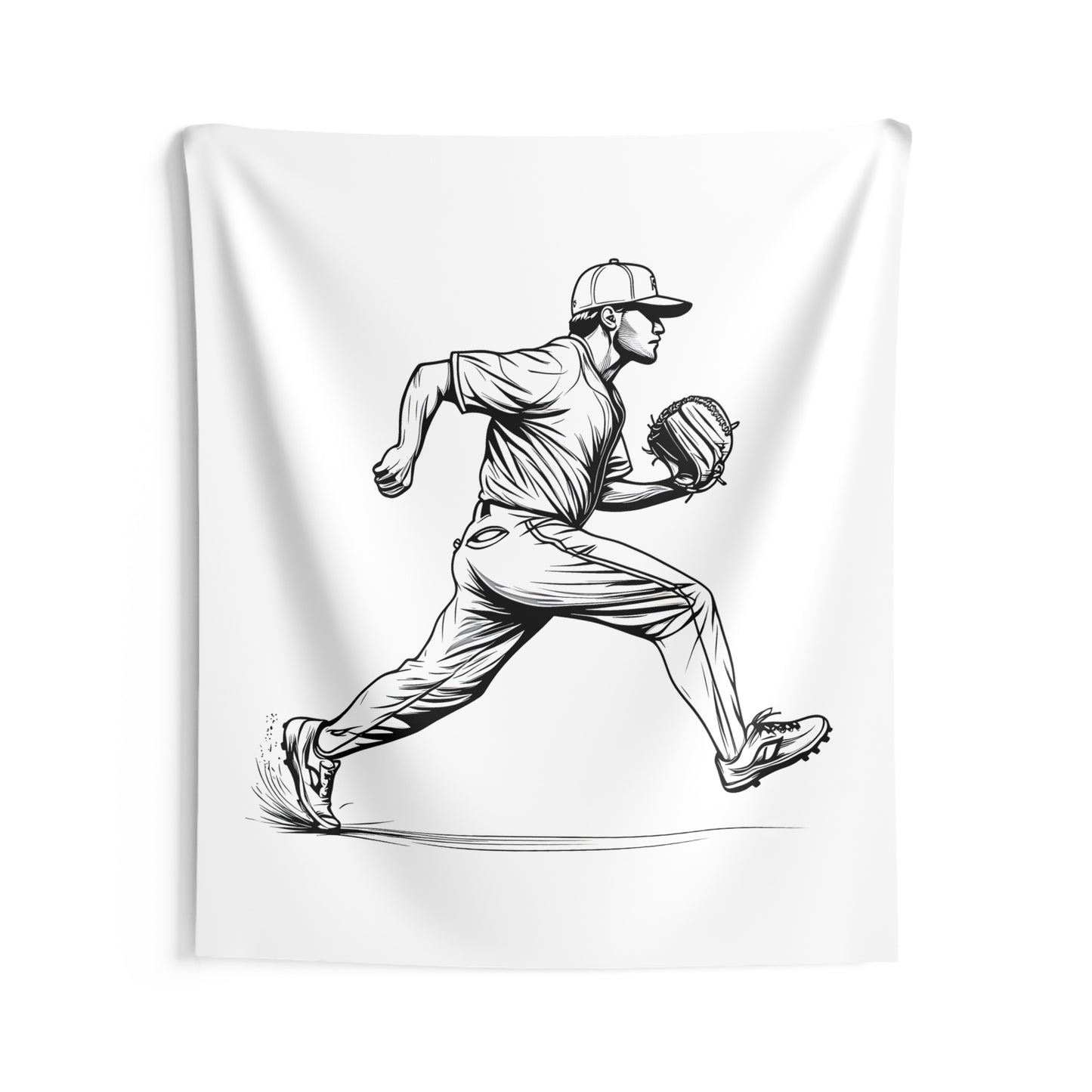 Indoor Wall Tapestries Coloring Kit with 10 Fabric Markers - Baseball Pitcher