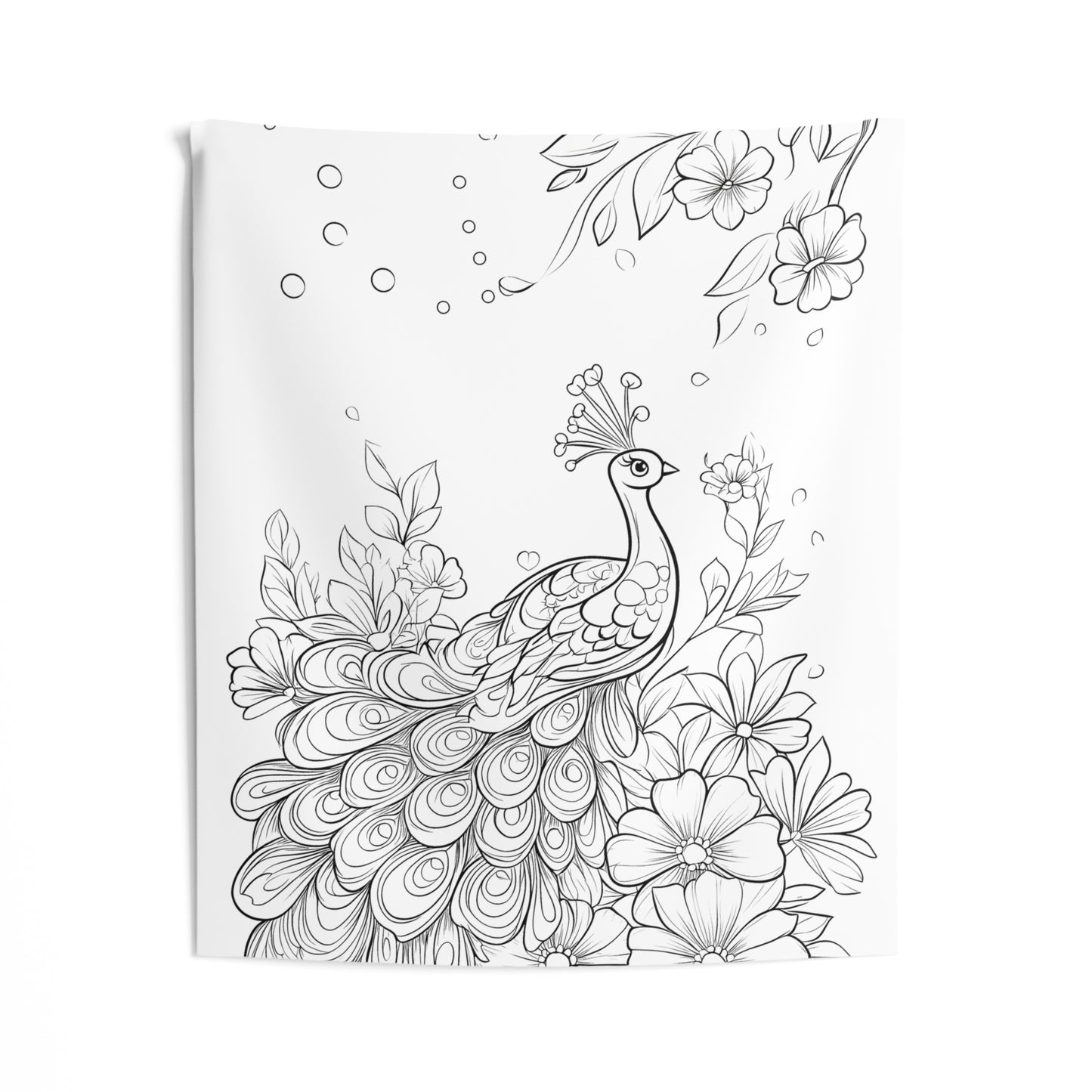 Indoor Wall Tapestries Coloring Kit with 10 Fabric Markers - Peacock