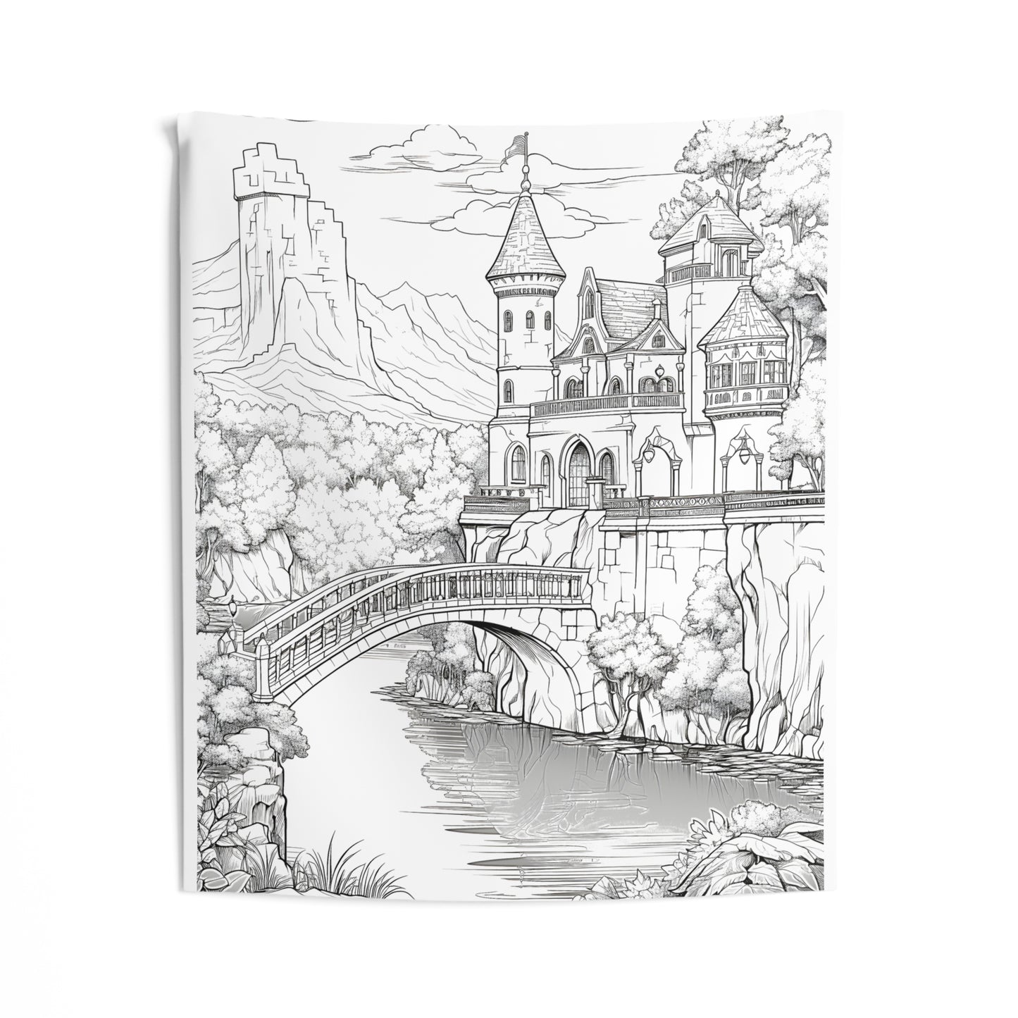 Indoor Wall Tapestries Coloring Kit with 10 Fabric Markers - Medieval Castle