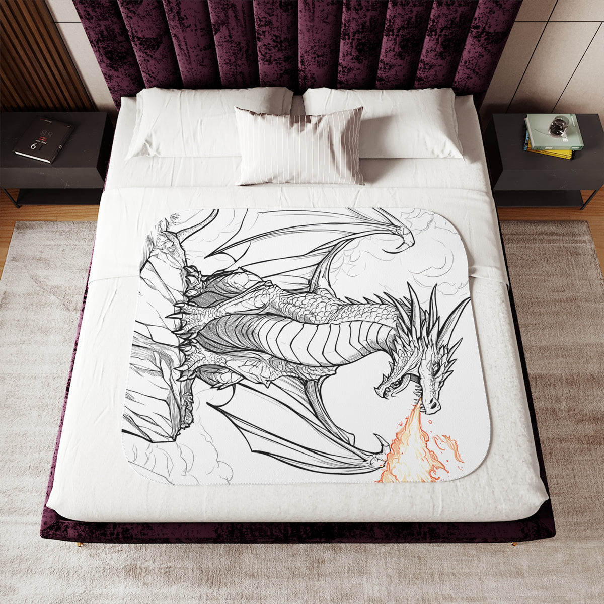 Blanket Coloring Kit with 10 Fabric Markers - Fire-Breathing Dragon