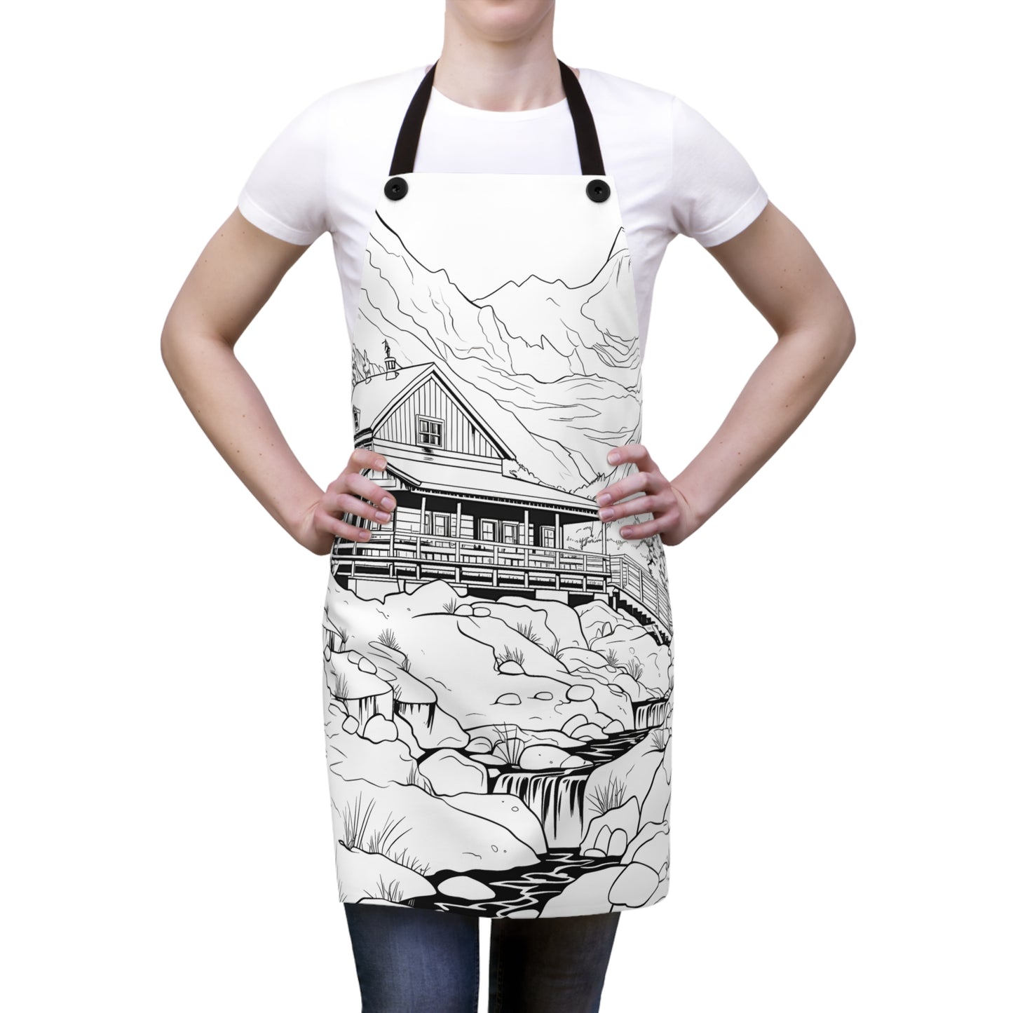 Apron Coloring Kit with 10 Fabric Markers - Mountain Cabin