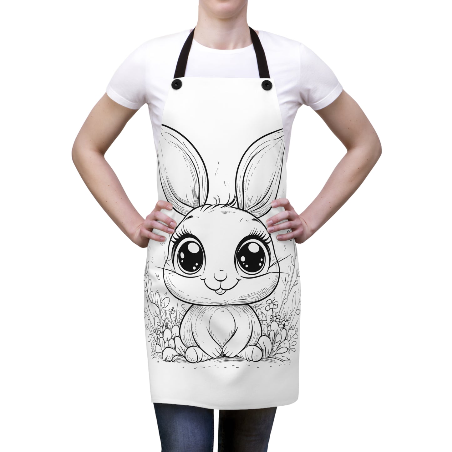 Apron Coloring Kit with 10 Fabric Markers - Cute Bunny