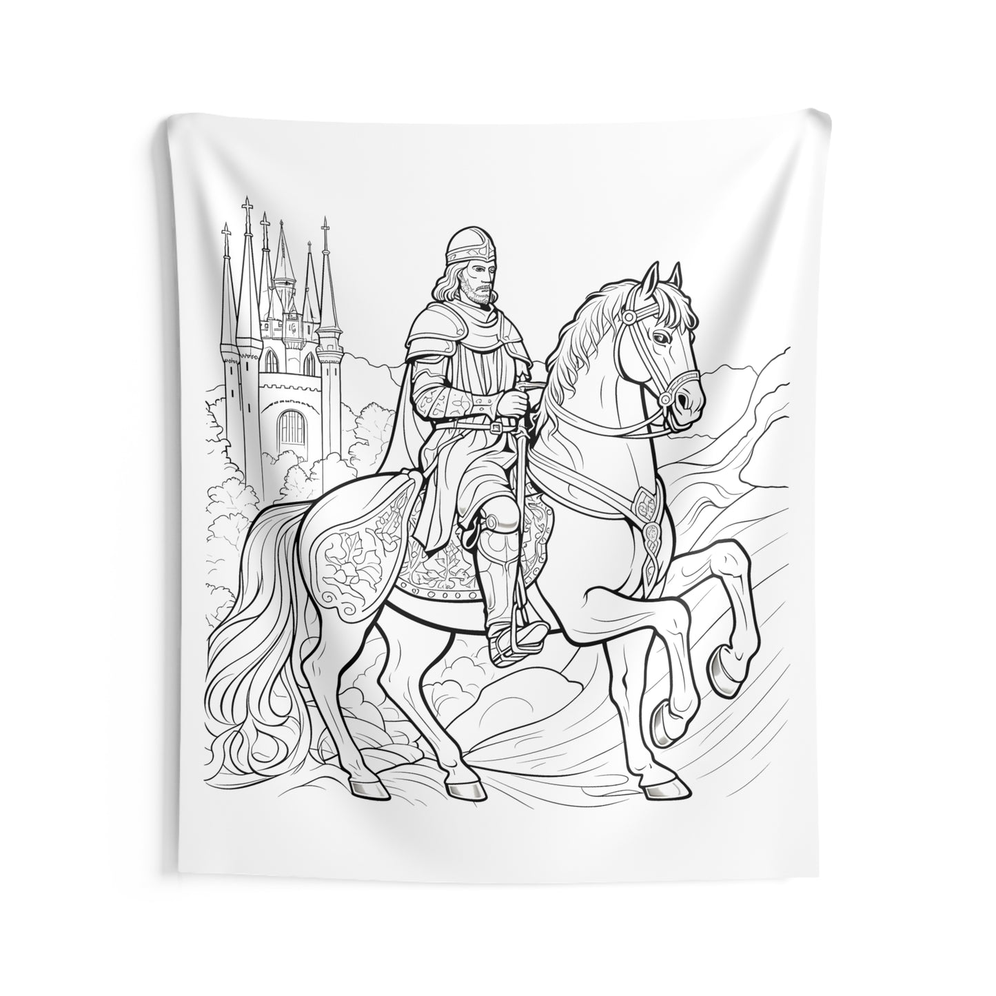 Indoor Wall Tapestries Coloring Kit with 10 Fabric Markers - Knight on Horseback