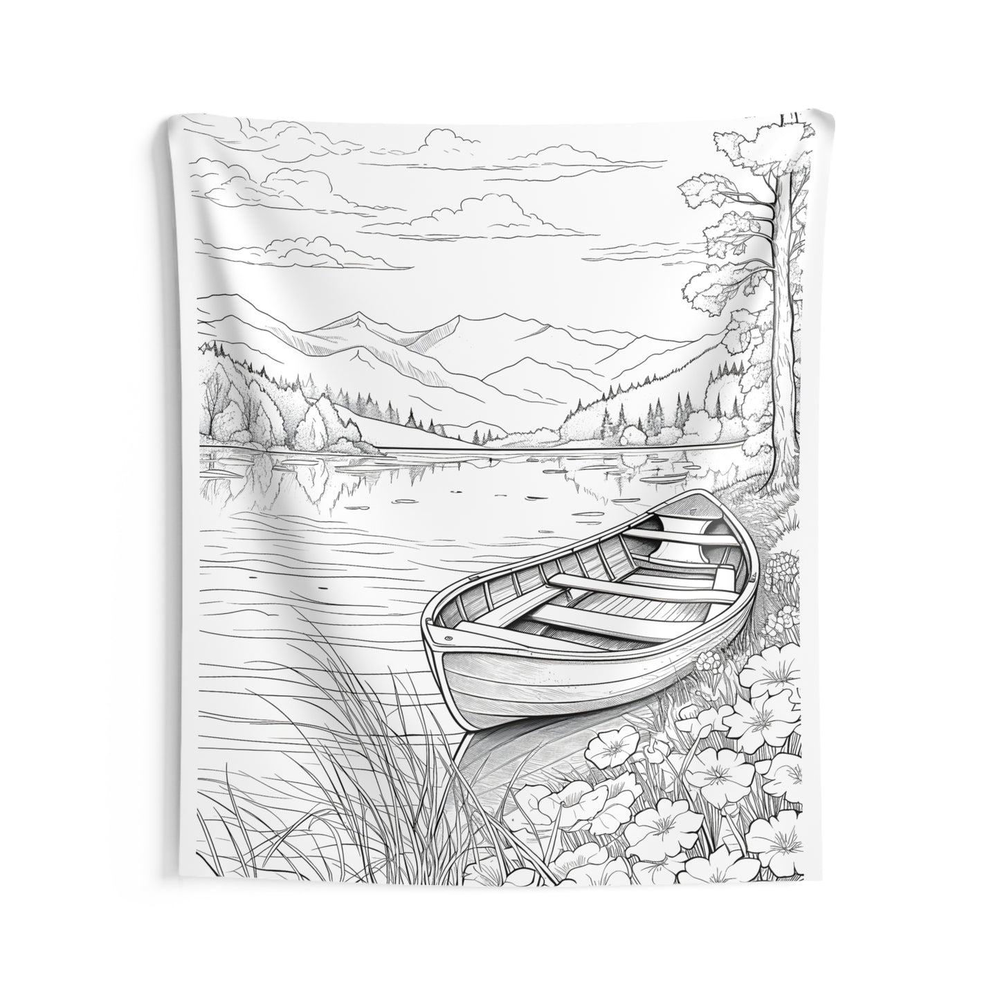 Indoor Wall Tapestries Coloring Kit with 10 Fabric Markers - Mountain Lake