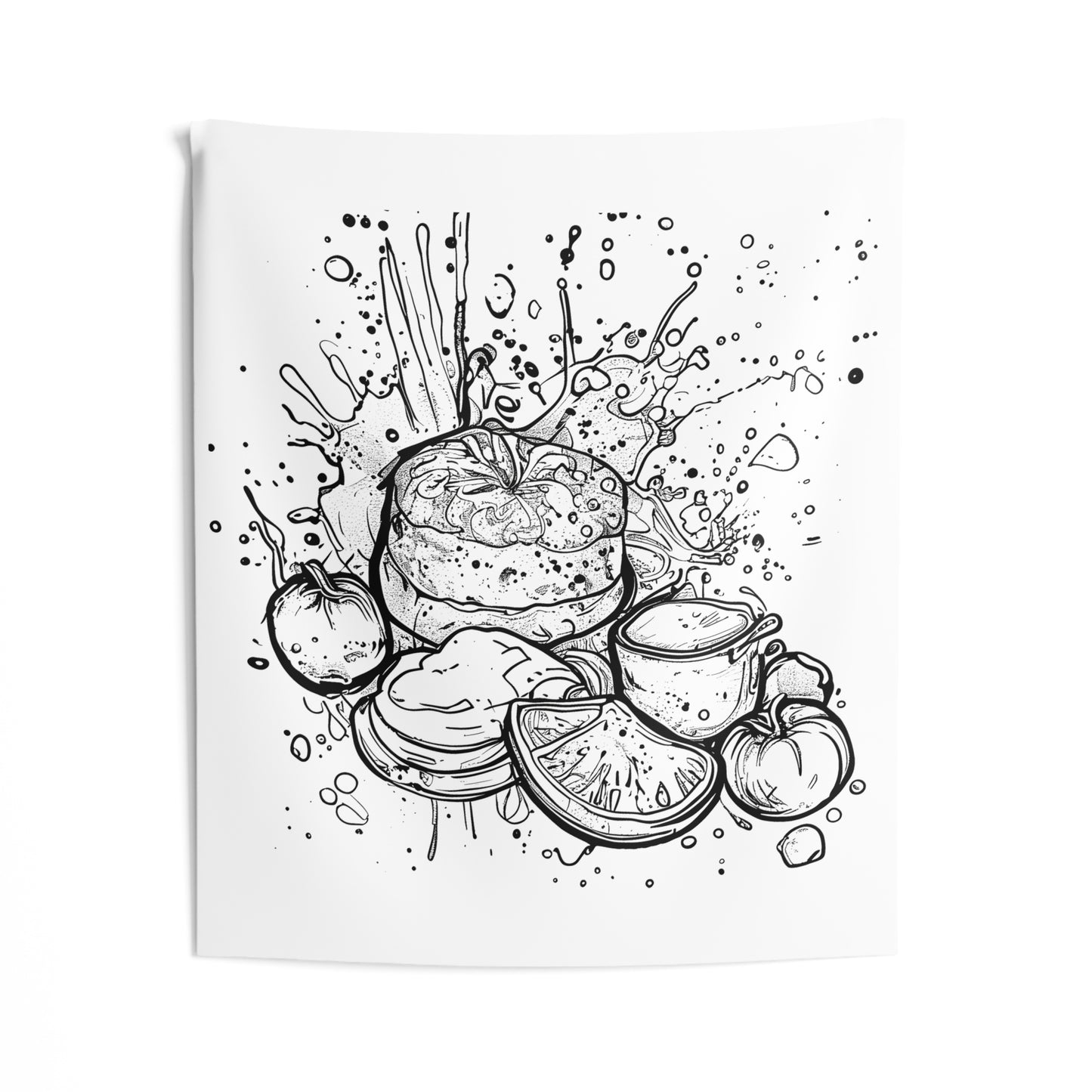 Indoor Wall Tapestries Coloring Kit with 10 Fabric Markers - Fruit and Bread