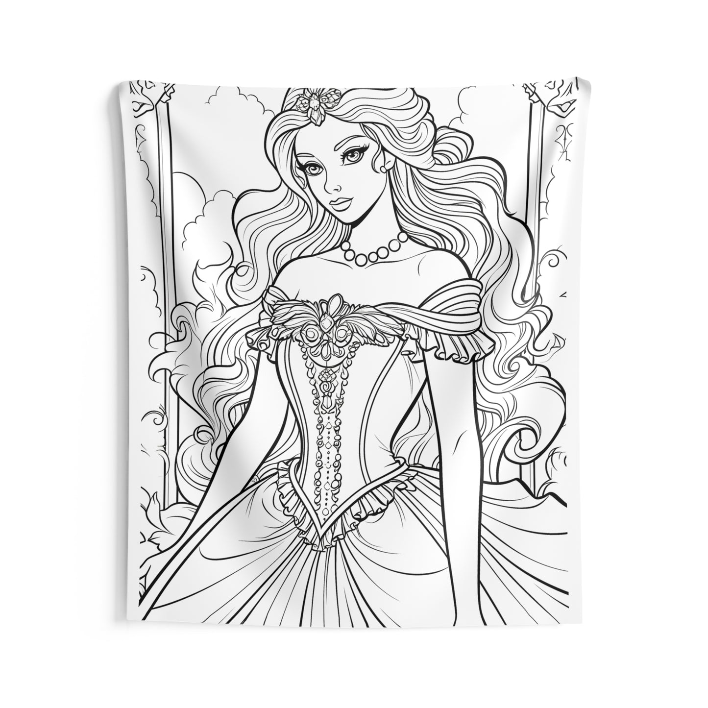 Indoor Wall Tapestries Coloring Kit with 10 Fabric Markers - Elegant Princess