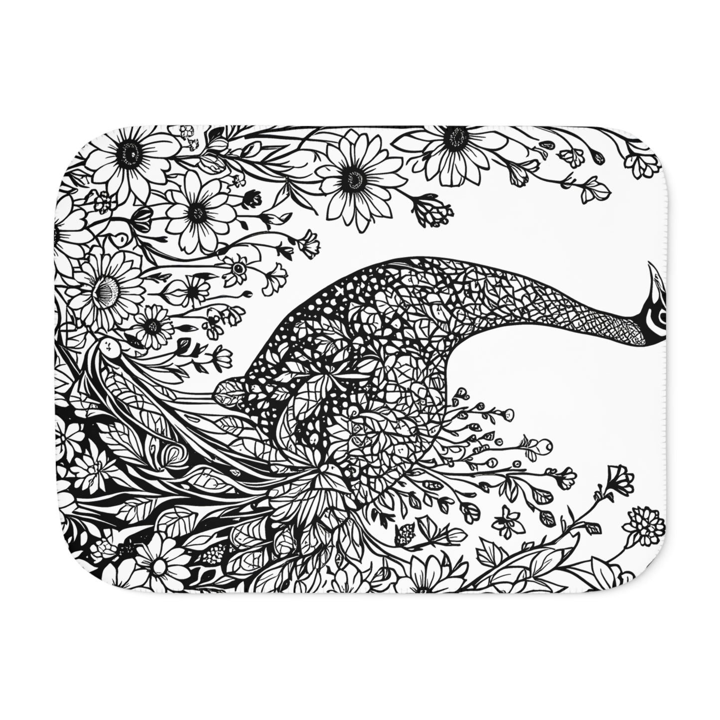 Blanket Coloring Kit with 10 Fabric Markers - Peacock in Floral Garden