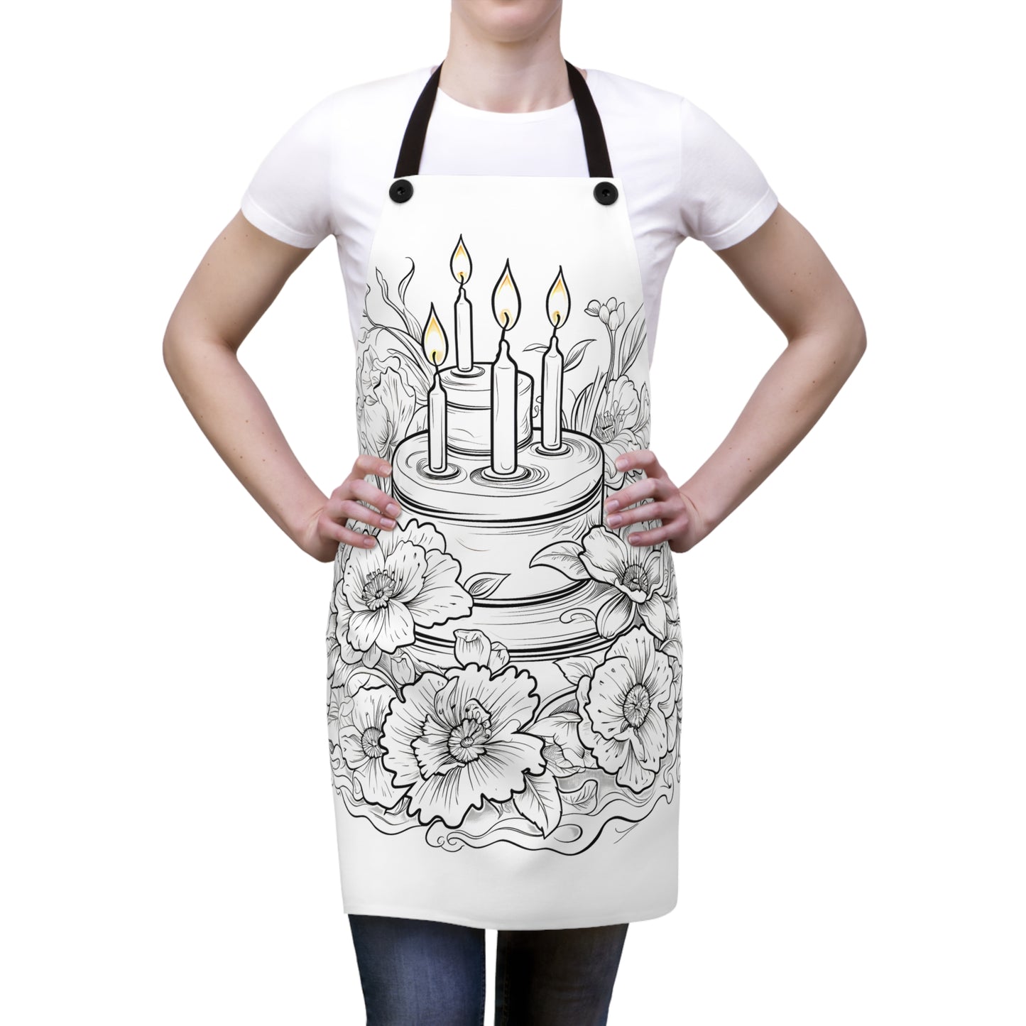 Apron Coloring Kit with 10 Fabric Markers - Birthday Cake