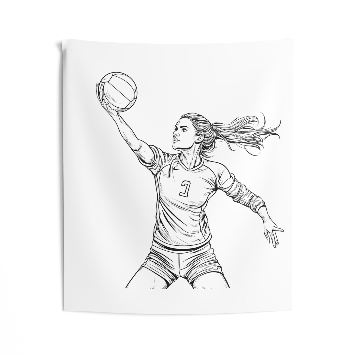 Indoor Wall Tapestries Coloring Kit with 10 Fabric Markers - Volleyball