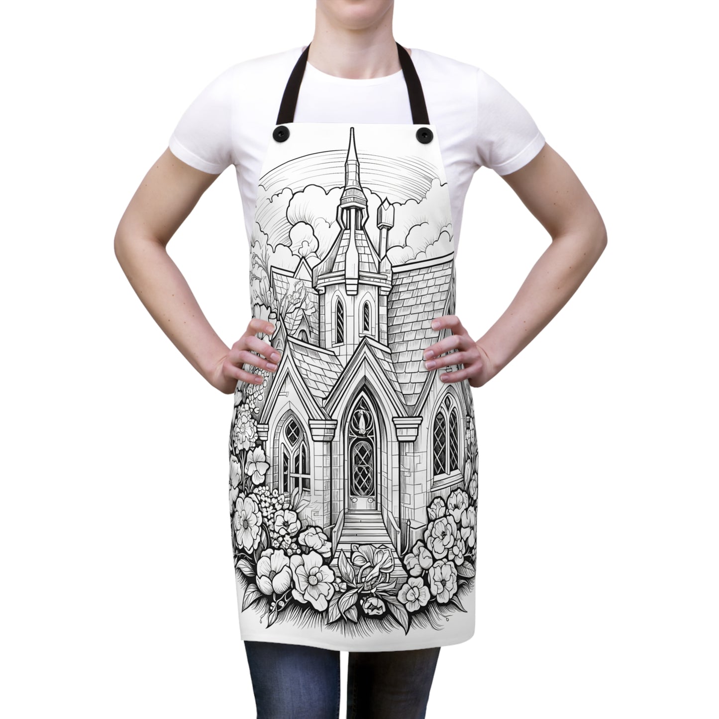 Apron Coloring Kit with 10 Fabric Markers - Gothic Church