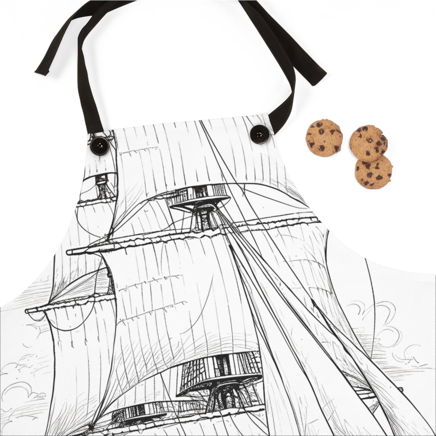 Apron Coloring Kit with 10 Fabric Markers - Sailing Ship