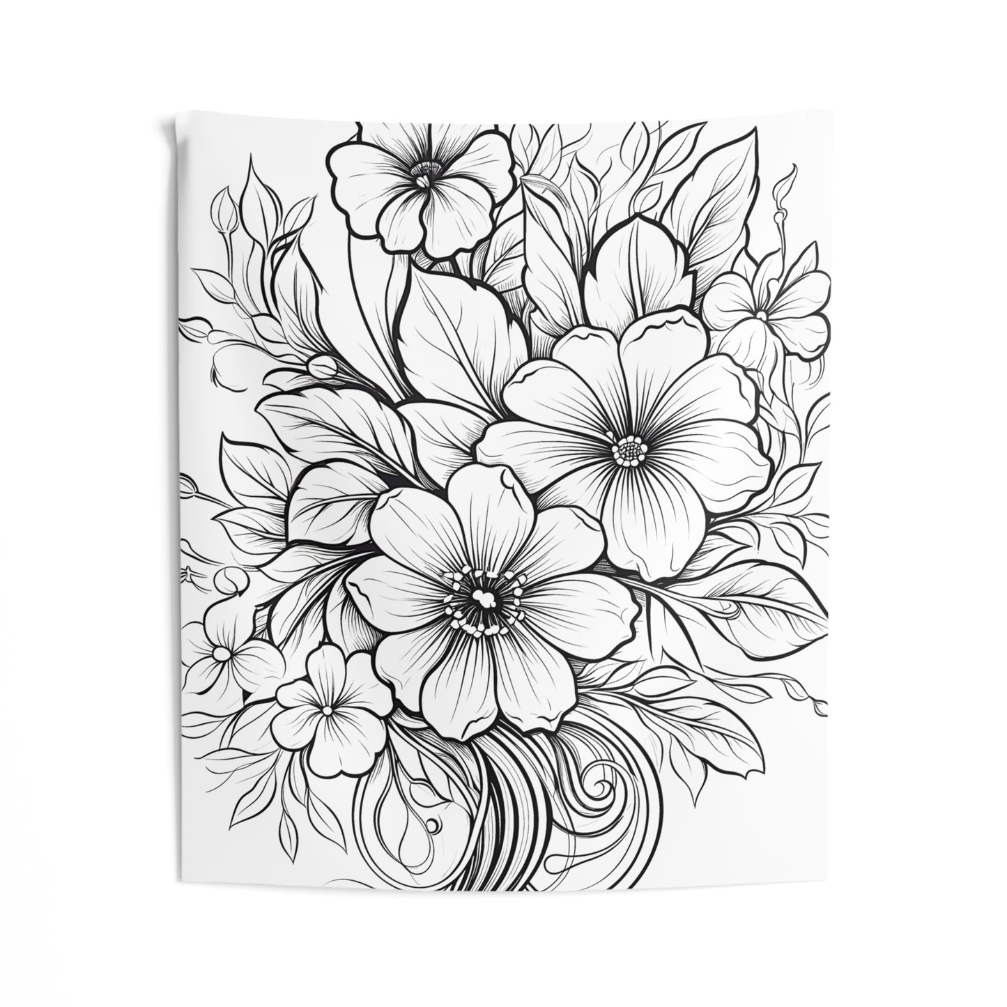 Indoor Wall Tapestries Coloring Kit with 10 Fabric Markers - Flowers