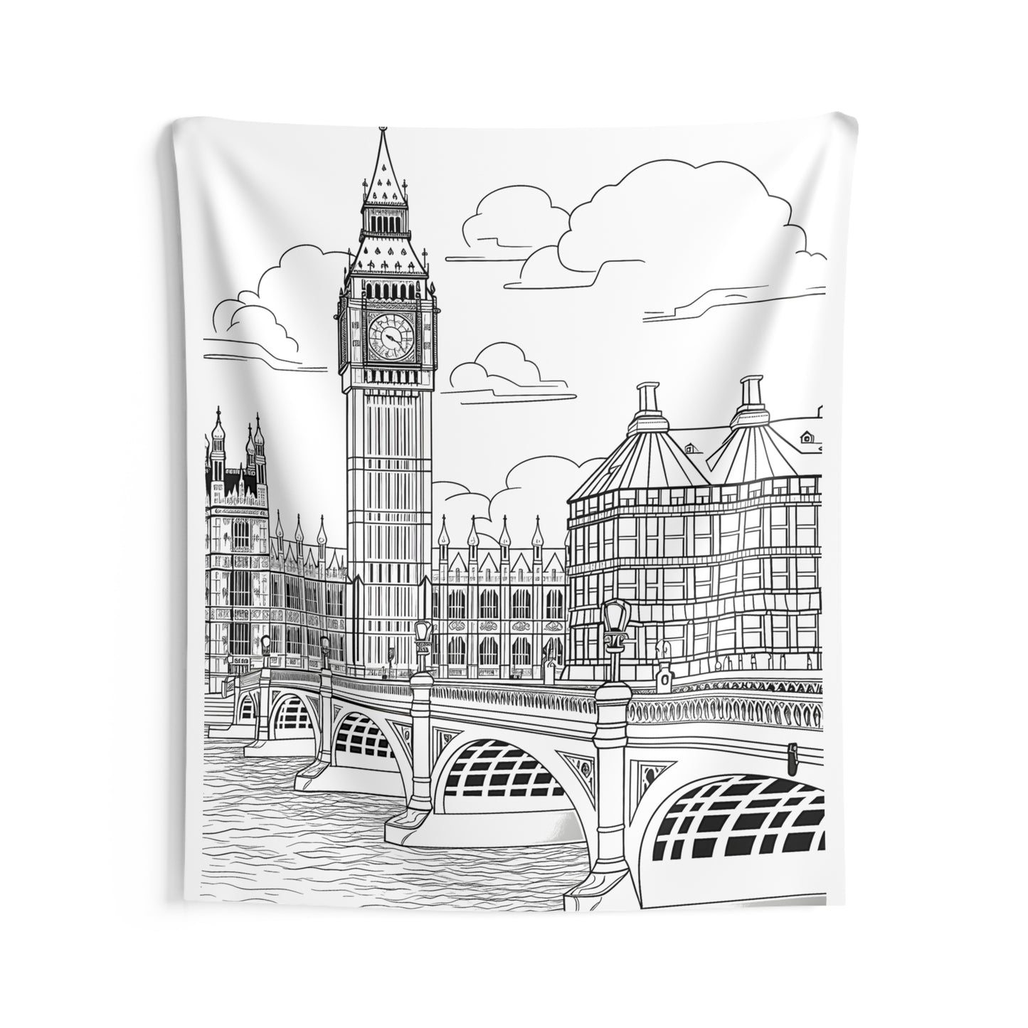 Indoor Wall Tapestries Coloring Kit with 10 Fabric Markers - Landmark Buildings