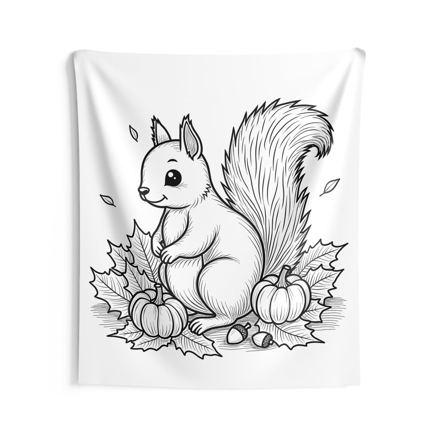 Indoor Wall Tapestries Coloring Kit with 10 Fabric Markers - Squirrel