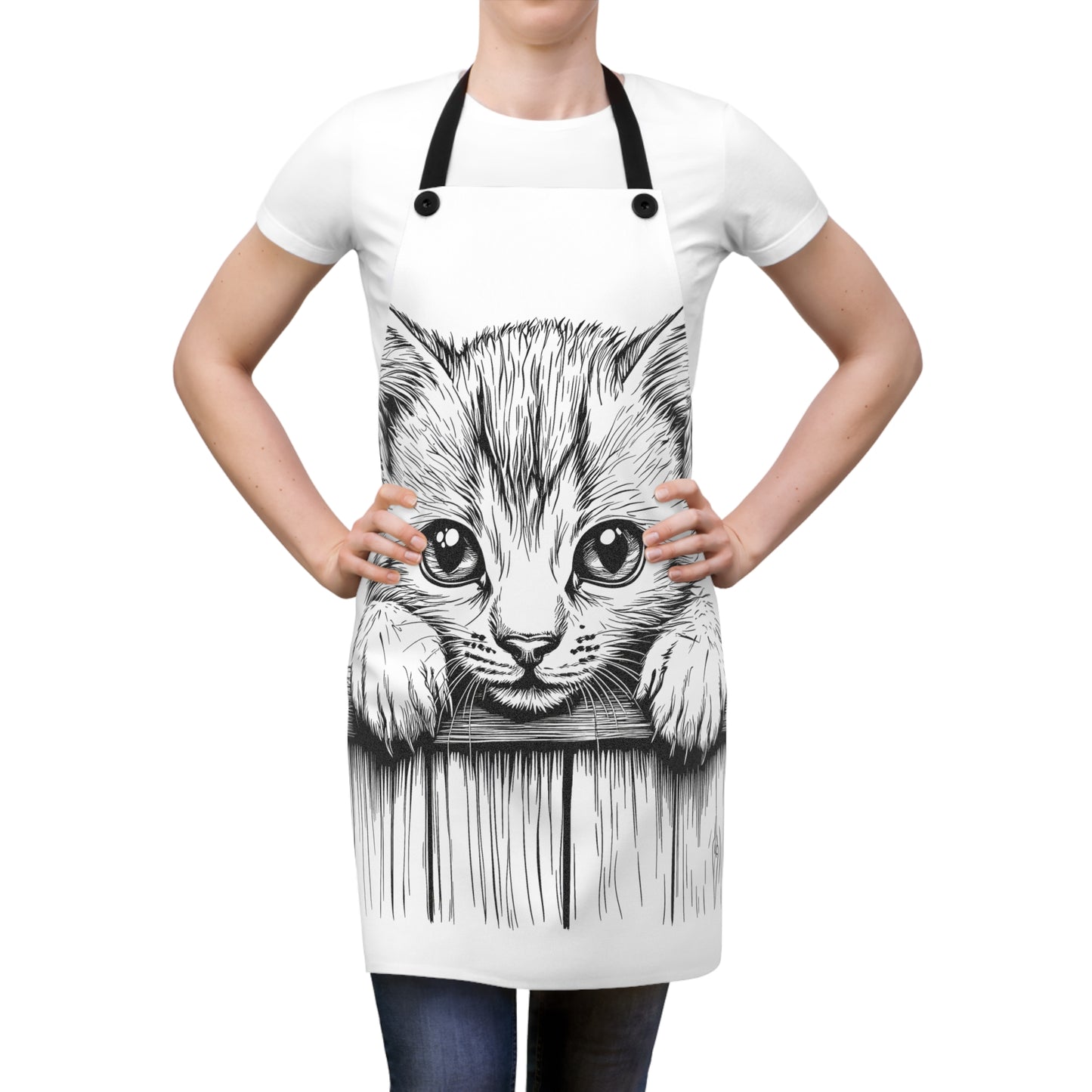 Apron Coloring Kit with 10 Fabric Markers - Kitten