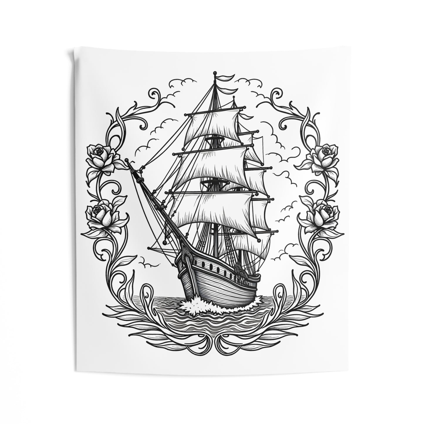 Indoor Wall Tapestries Coloring Kit with 10 Fabric Markers - Sailing Ship