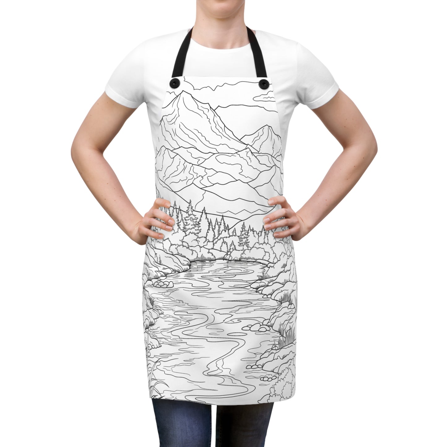 Apron Coloring Kit with 10 Fabric Markers - Mountain Landscape