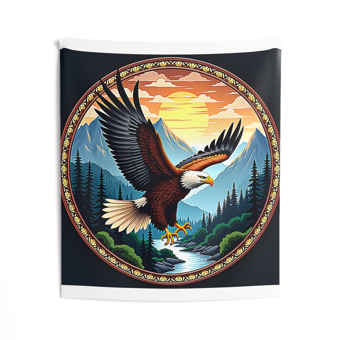 Indoor Wall Tapestries Colorful Graphic Design - Bald Eagle in Flight