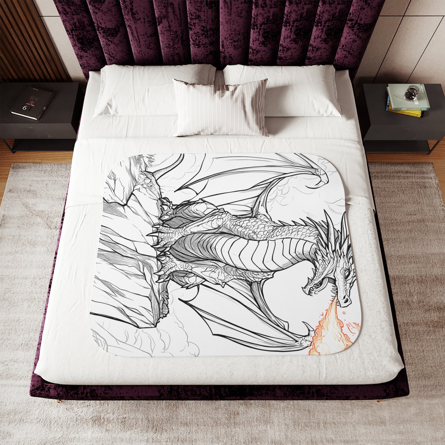 Blanket Coloring Kit with 10 Fabric Markers - Fire-Breathing Dragon