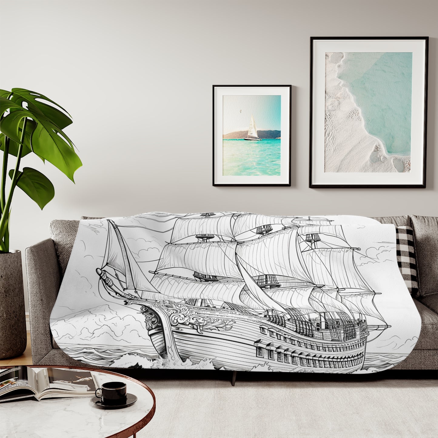 Blanket Coloring Kit with 10 Fabric Markers - Sailing Ship