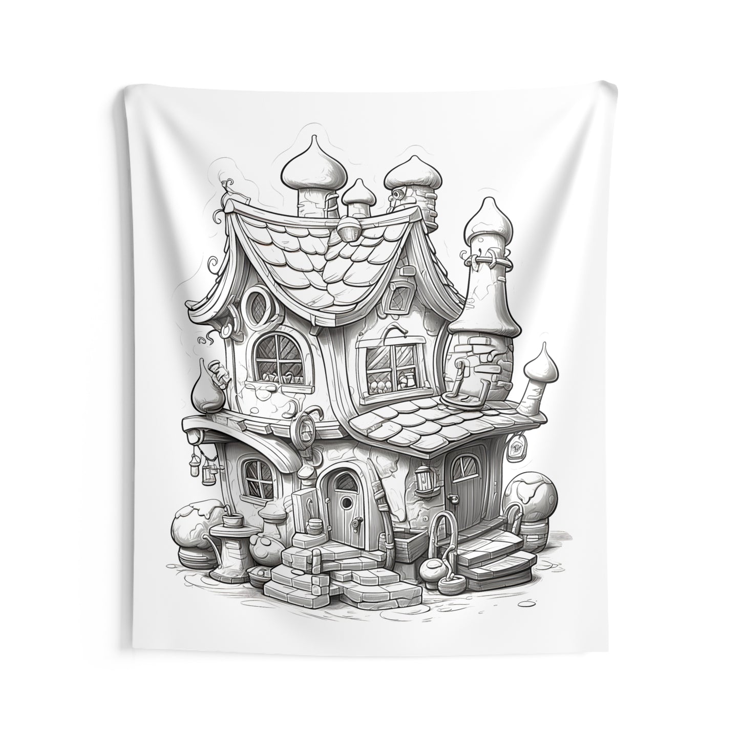 Indoor Wall Tapestries Coloring Kit with 10 Fabric Markers - Fantasy House