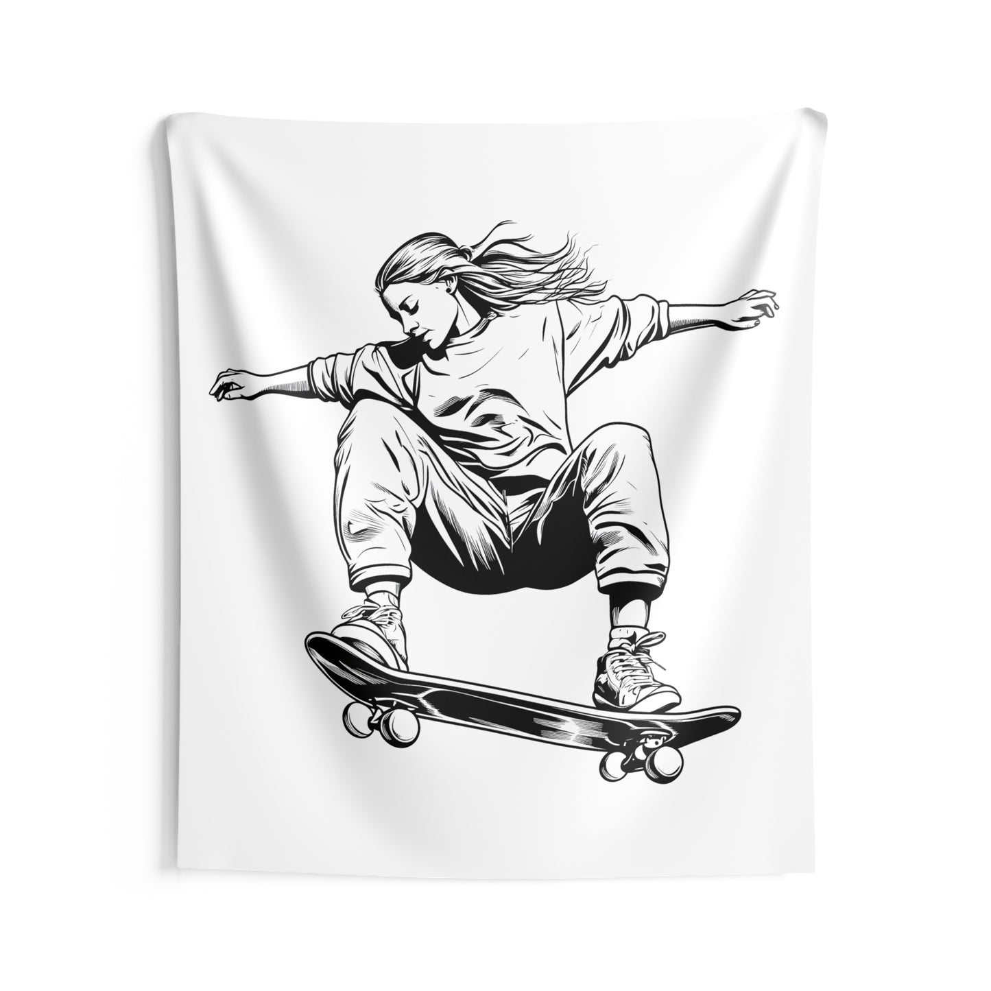 Indoor Wall Tapestries Coloring Kit with 10 Fabric Markers - Skateboarding