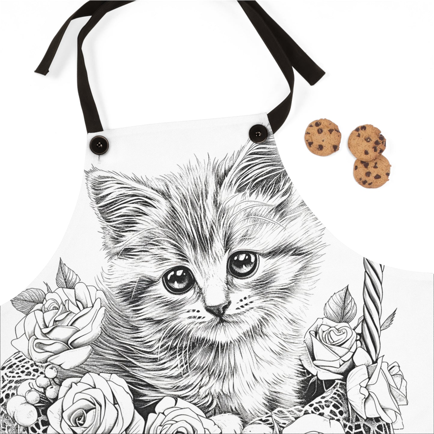 Apron Coloring Kit with 10 Fabric Markers - Kitten in a Basket