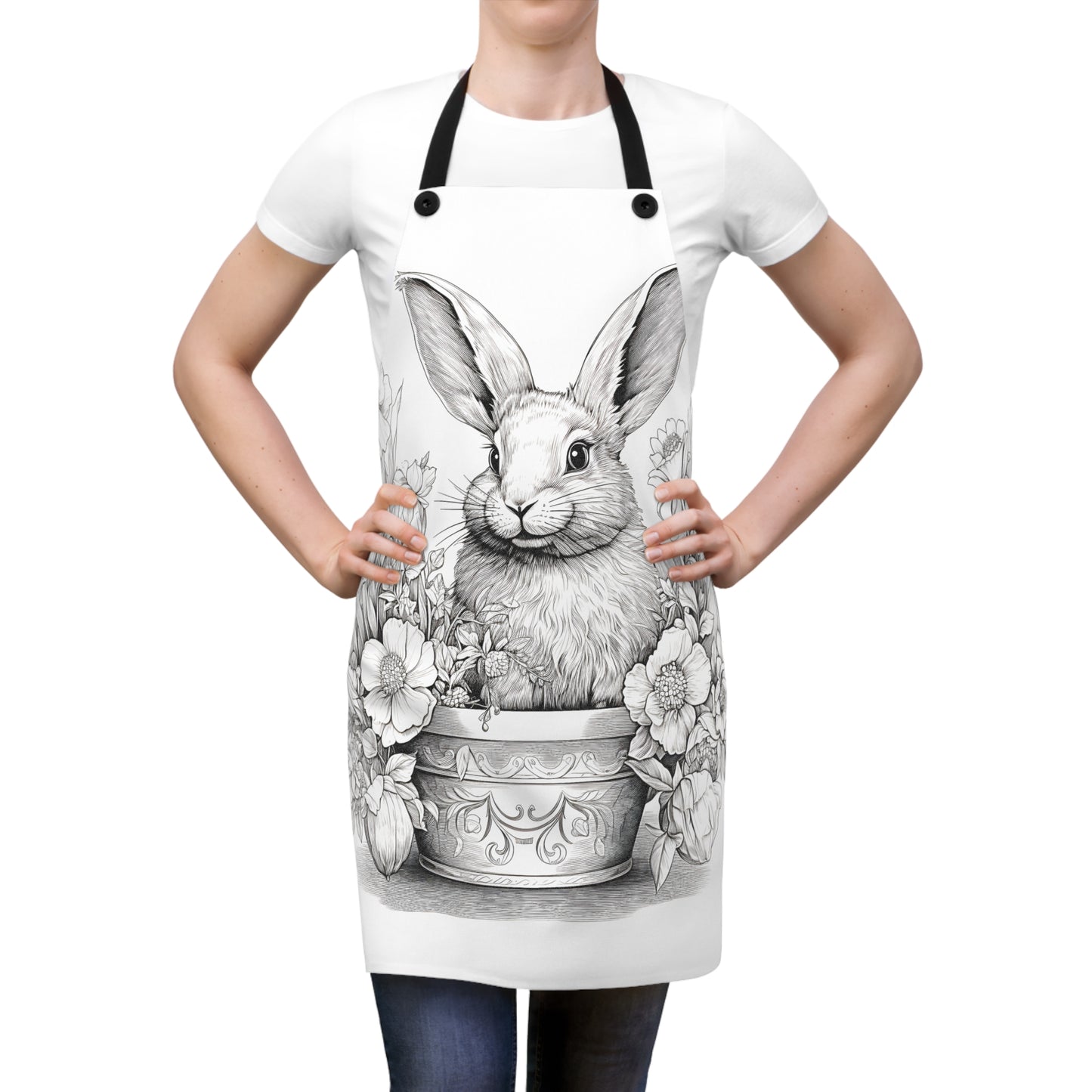 Apron Coloring Kit with 10 Fabric Markers - Rabbit in Garden