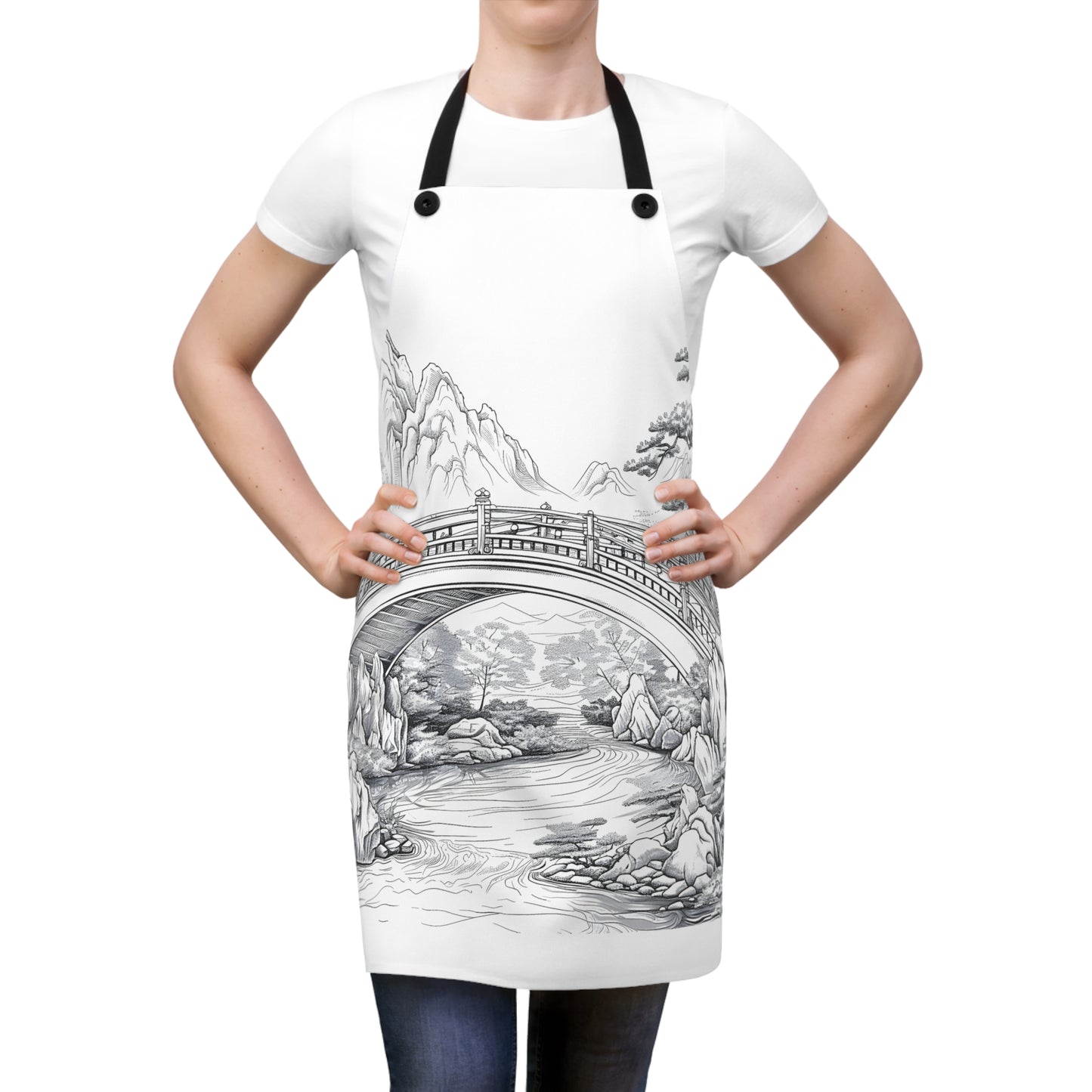 Apron Coloring Kit with 10 Fabric Markers - Mountain Landscape