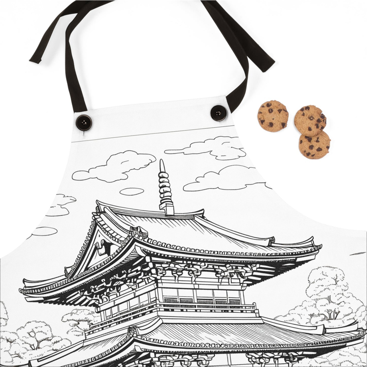 Apron Coloring Kit with 10 Fabric Markers - Japanese Pagoda