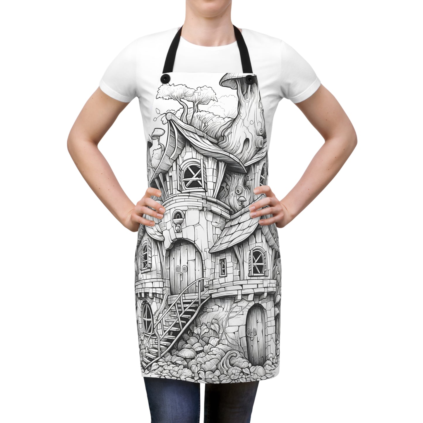 Apron Coloring Kit with 10 Fabric Markers - Mushroom House