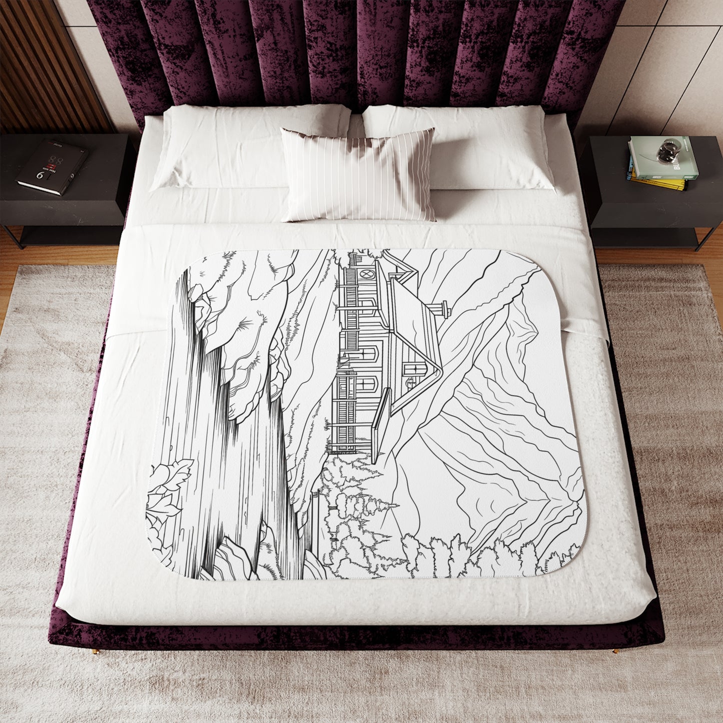 Blanket Coloring Kit with 10 Fabric Markers - Mountain Cabin