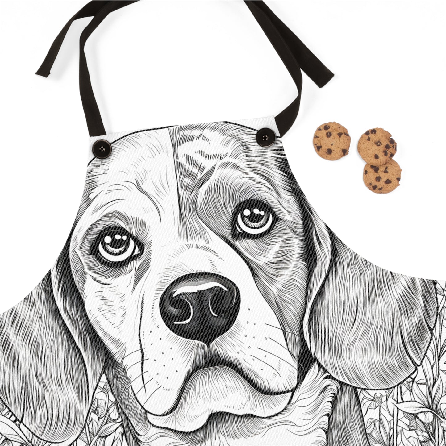 Apron Coloring Kit with 10 Fabric Markers - Beagle in Flowers