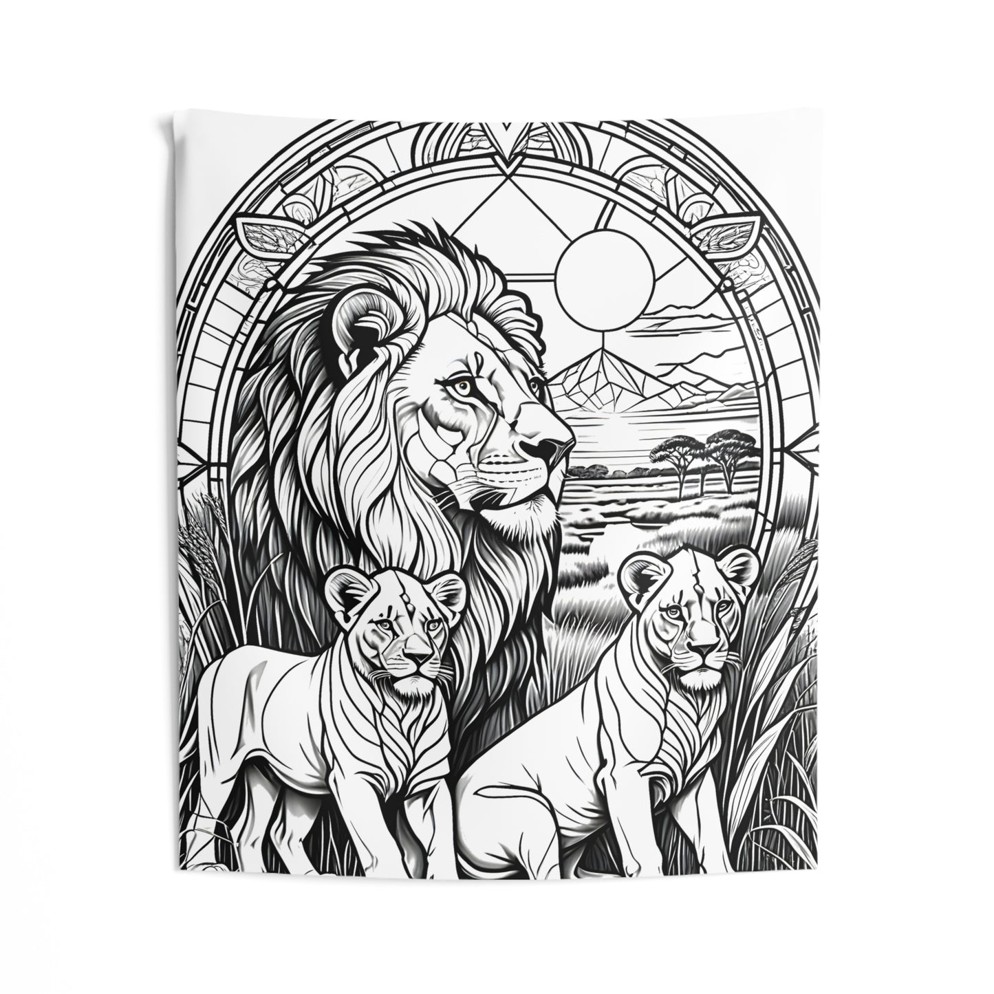 Indoor Wall Tapestries Coloring Kit with 10 Fabric Markers - Lion Family