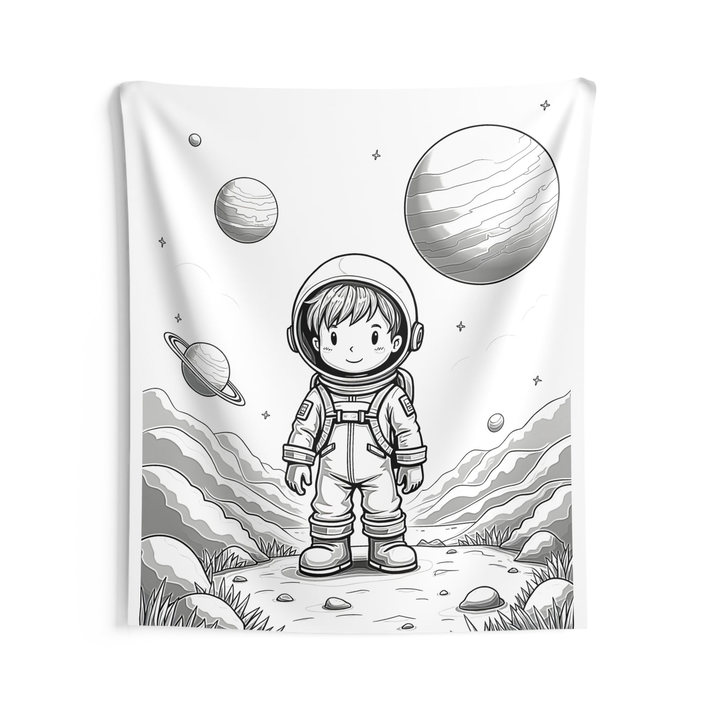 Indoor Wall Tapestries Coloring Kit with 10 Fabric Markers - Astronaut