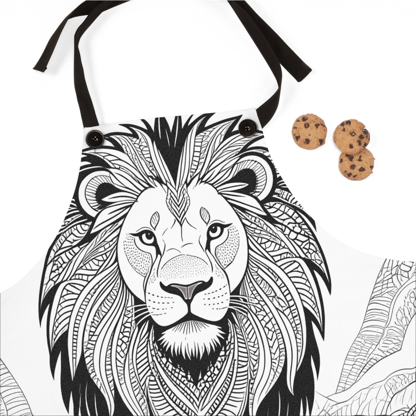 Apron Coloring Kit with 10 Fabric Markers - Intricate Lion
