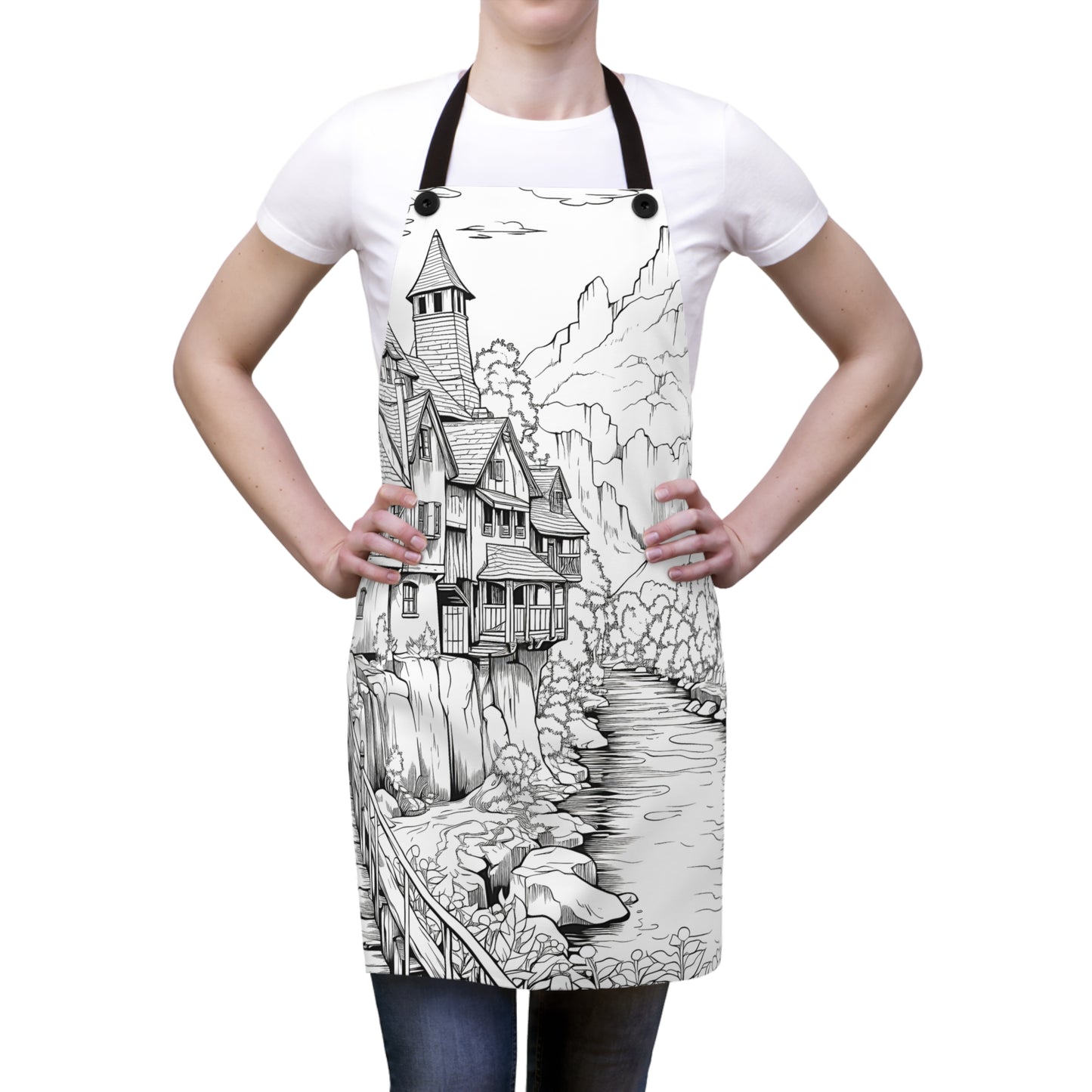 Apron Coloring Kit with 10 Fabric Markers - Mountain Village