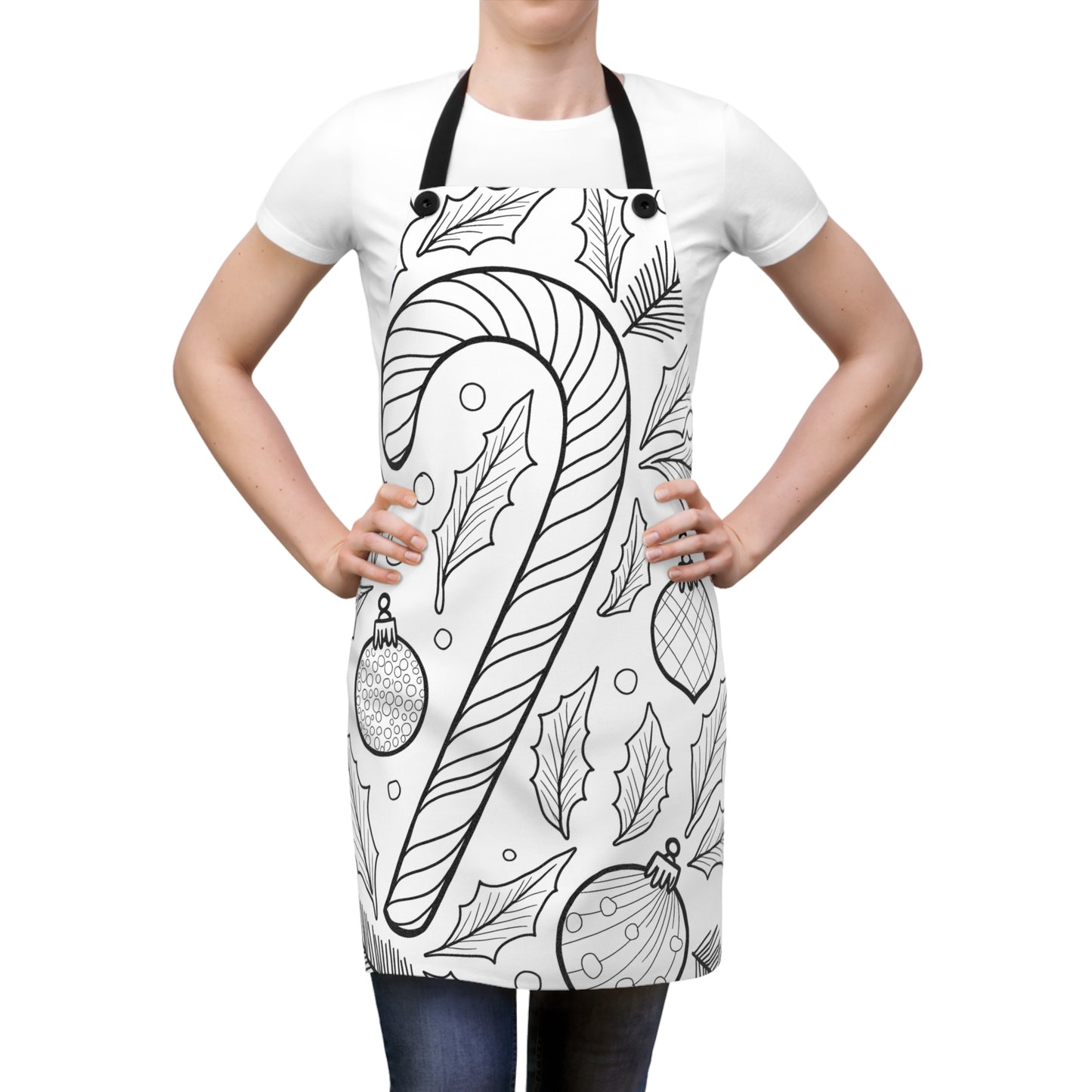 Apron Coloring Kit with 10 Fabric Markers - Candy Cane and Ornaments