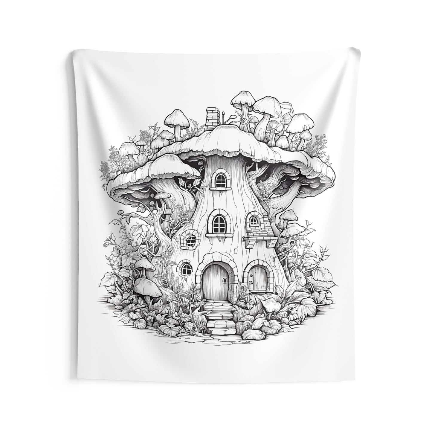 Indoor Wall Tapestries Coloring Kit with 10 Fabric Markers - Mushroom House