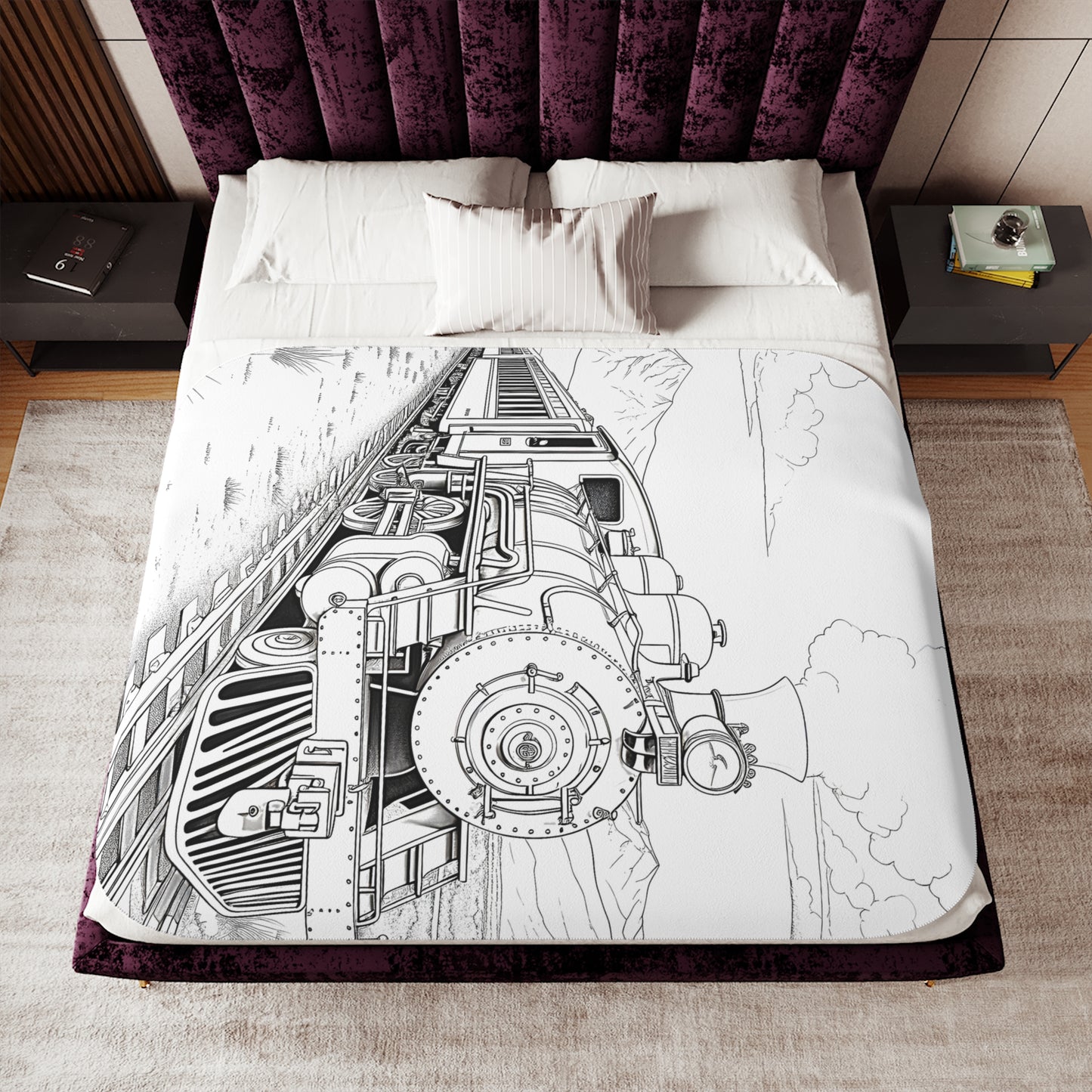 Blanket Coloring Kit with 10 Fabric Markers - Steam Engine Train