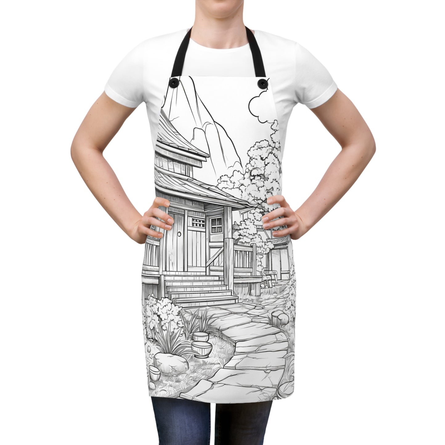 Apron Coloring Kit with 10 Fabric Markers - Japanese House