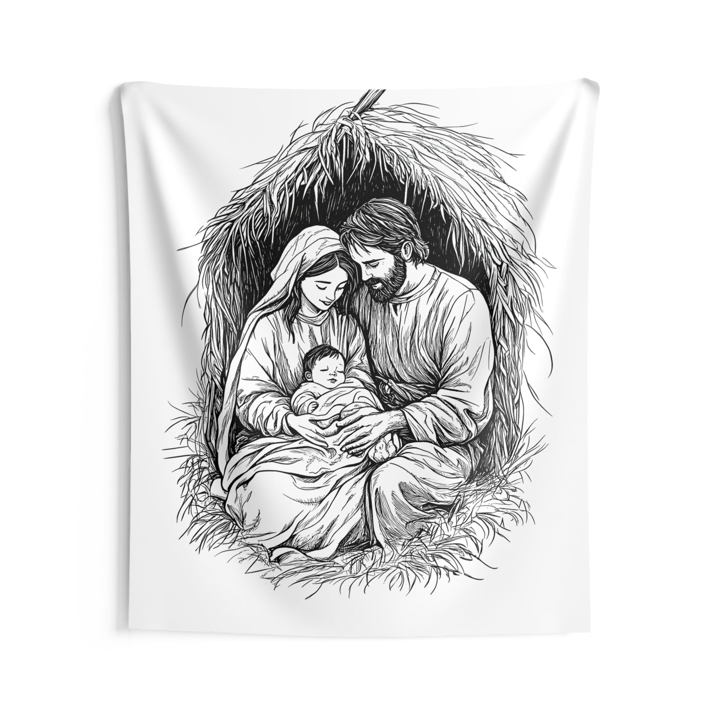 Indoor Wall Tapestries Coloring Kit with 10 Fabric Markers - Holy Family
