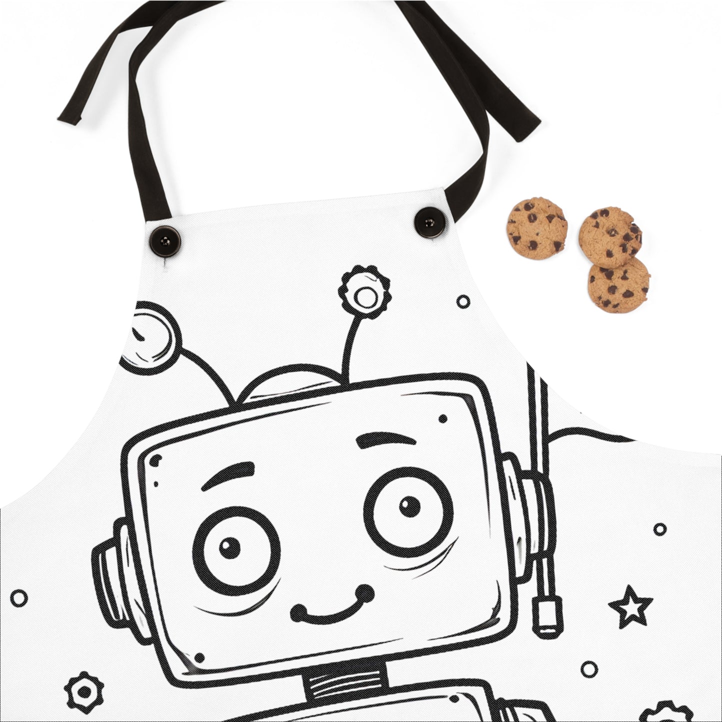 Apron Coloring Kit with 10 Fabric Markers - Cute Robot