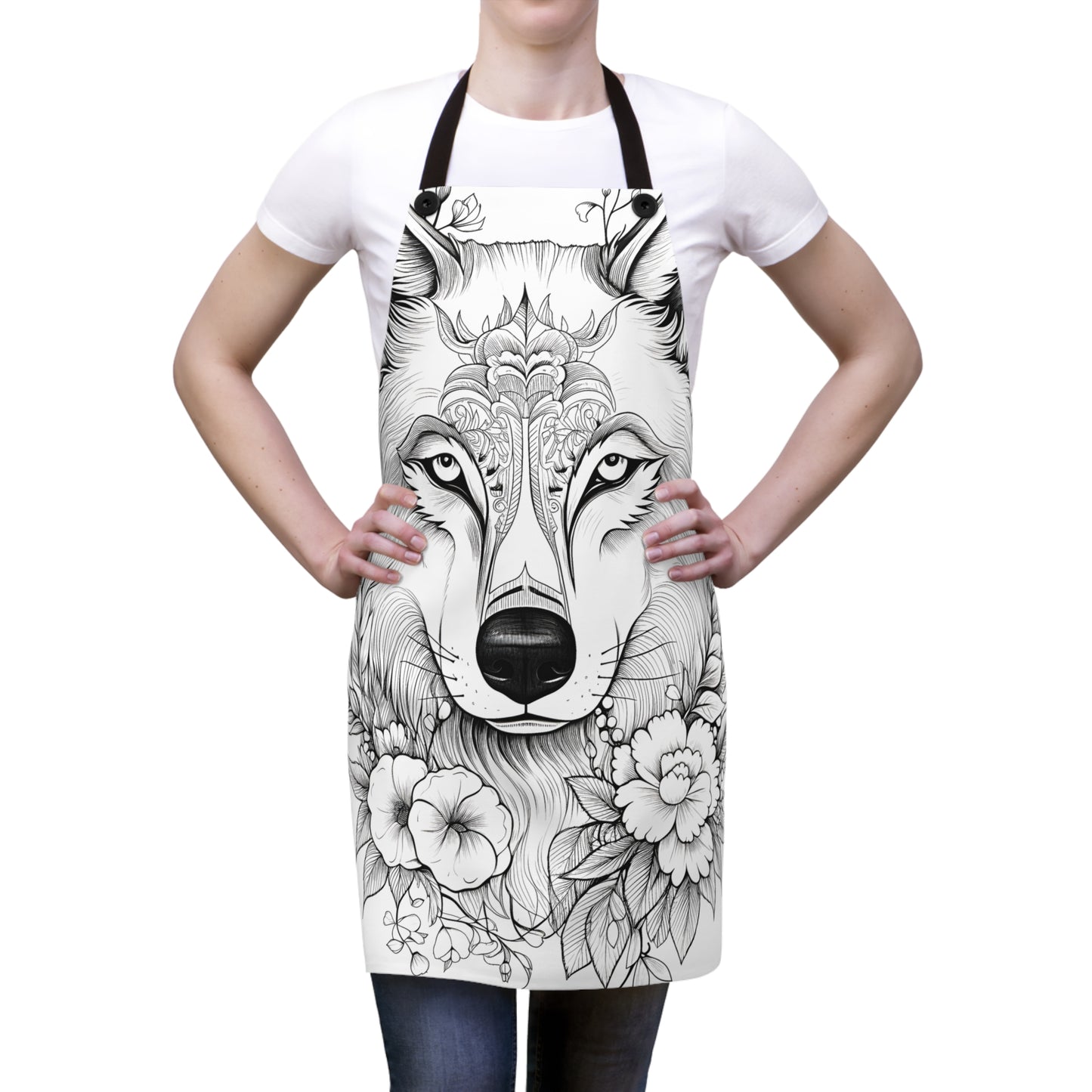 Apron Coloring Kit with 10 Fabric Markers - Floral Wolf