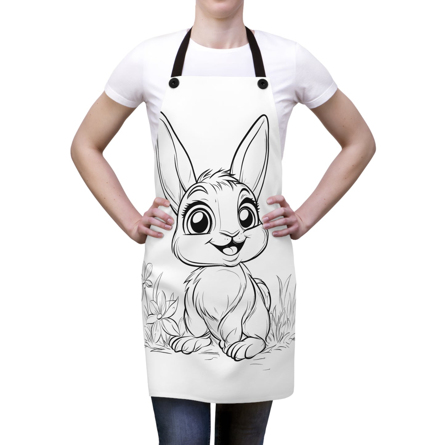 Apron Coloring Kit with 10 Fabric Markers - Cute Bunny