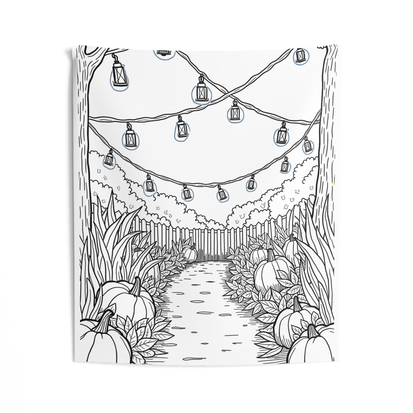 Indoor Wall Tapestries Coloring Kit with 10 Fabric Markers - Pumpkin Pathway