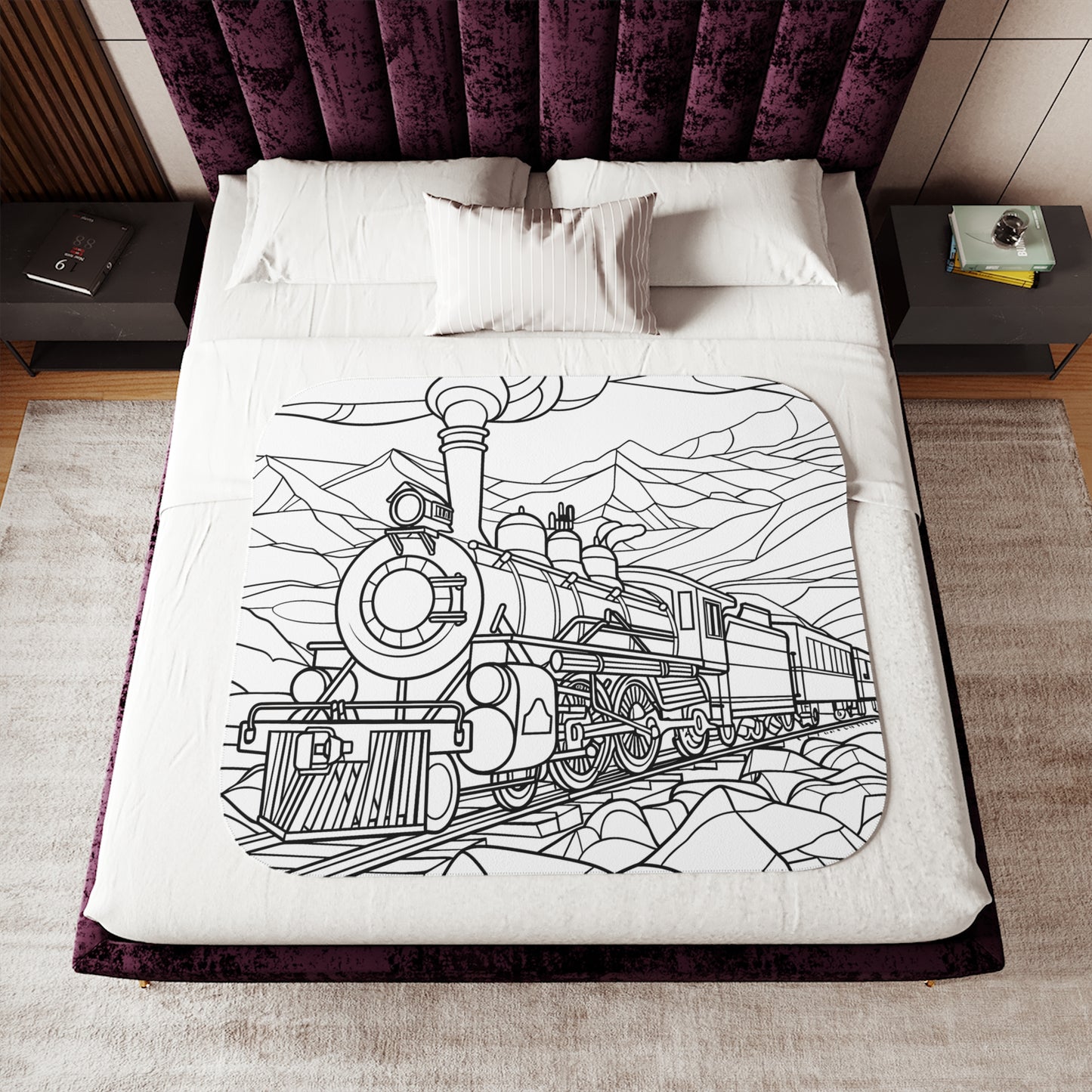 Blanket Coloring Kit with 10 Fabric Markers - Steam Train