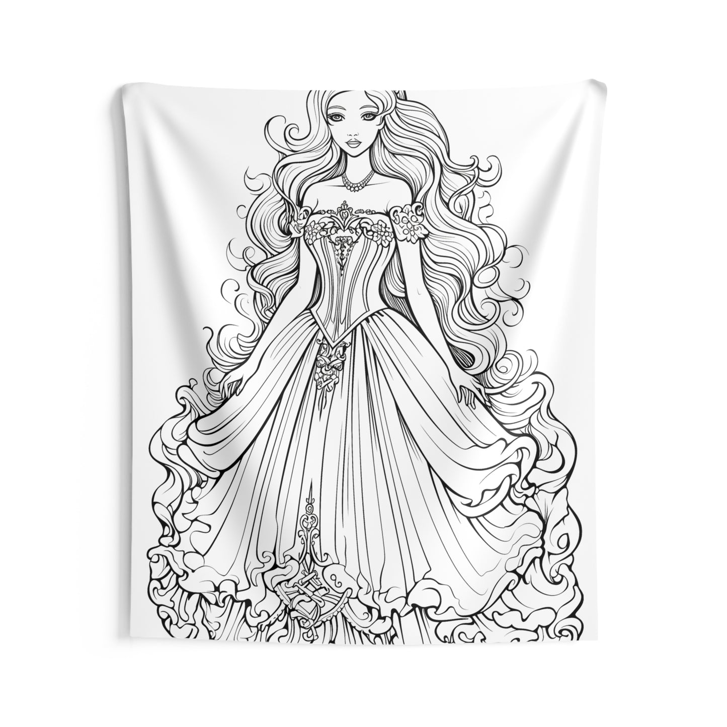 Indoor Wall Tapestries Coloring Kit with 10 Fabric Markers - Elegant Gown