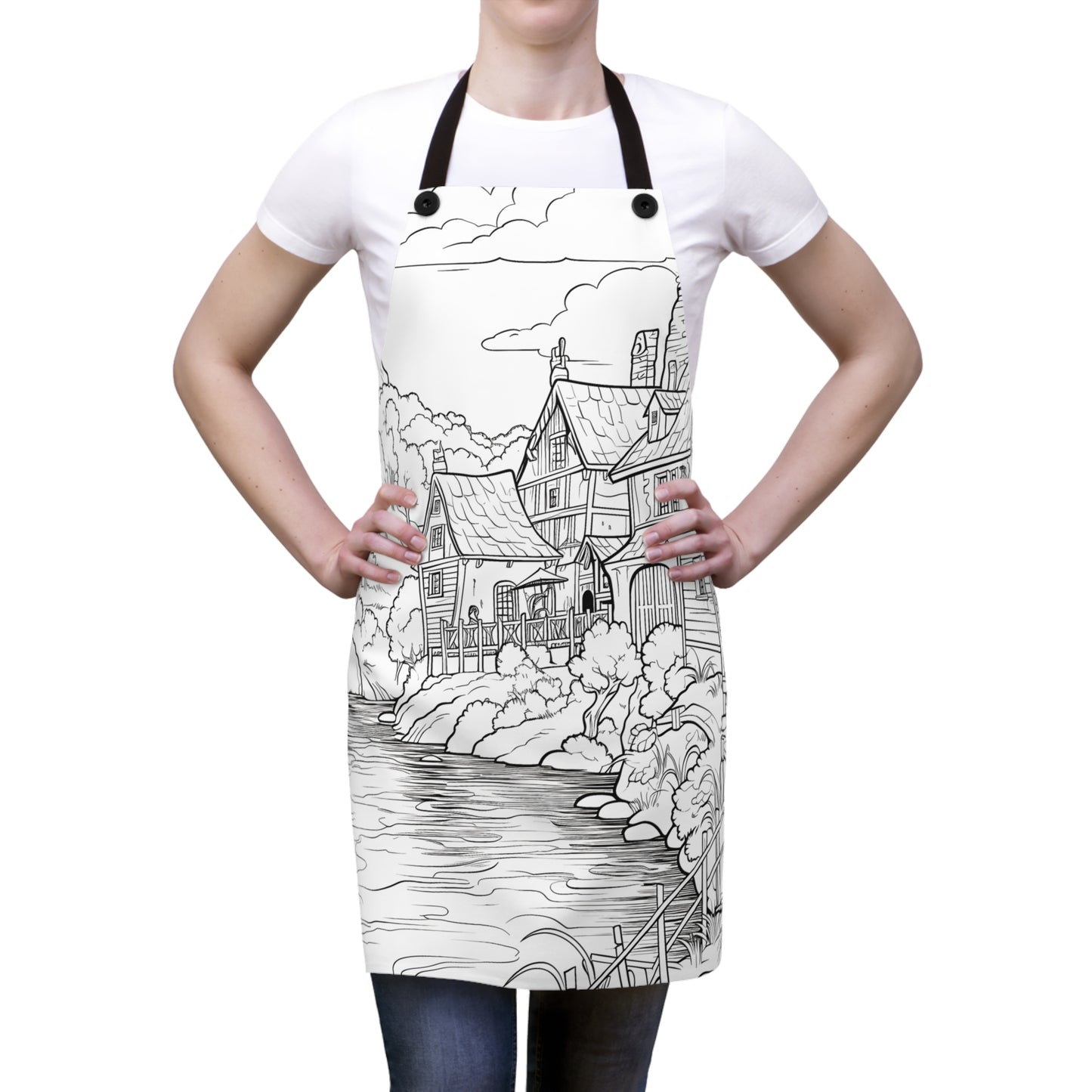 Apron Coloring Kit with 10 Fabric Markers - Village by the River